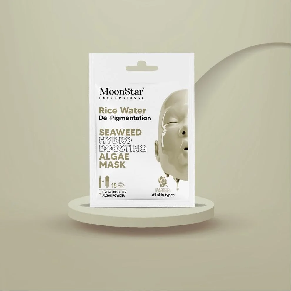 ماسک صورت جلبک دریایی و آب برنج مون استار، روشن کننده و آبرسان قوی، مناسب انواع پوست، استفاده 15 دقیقه ای