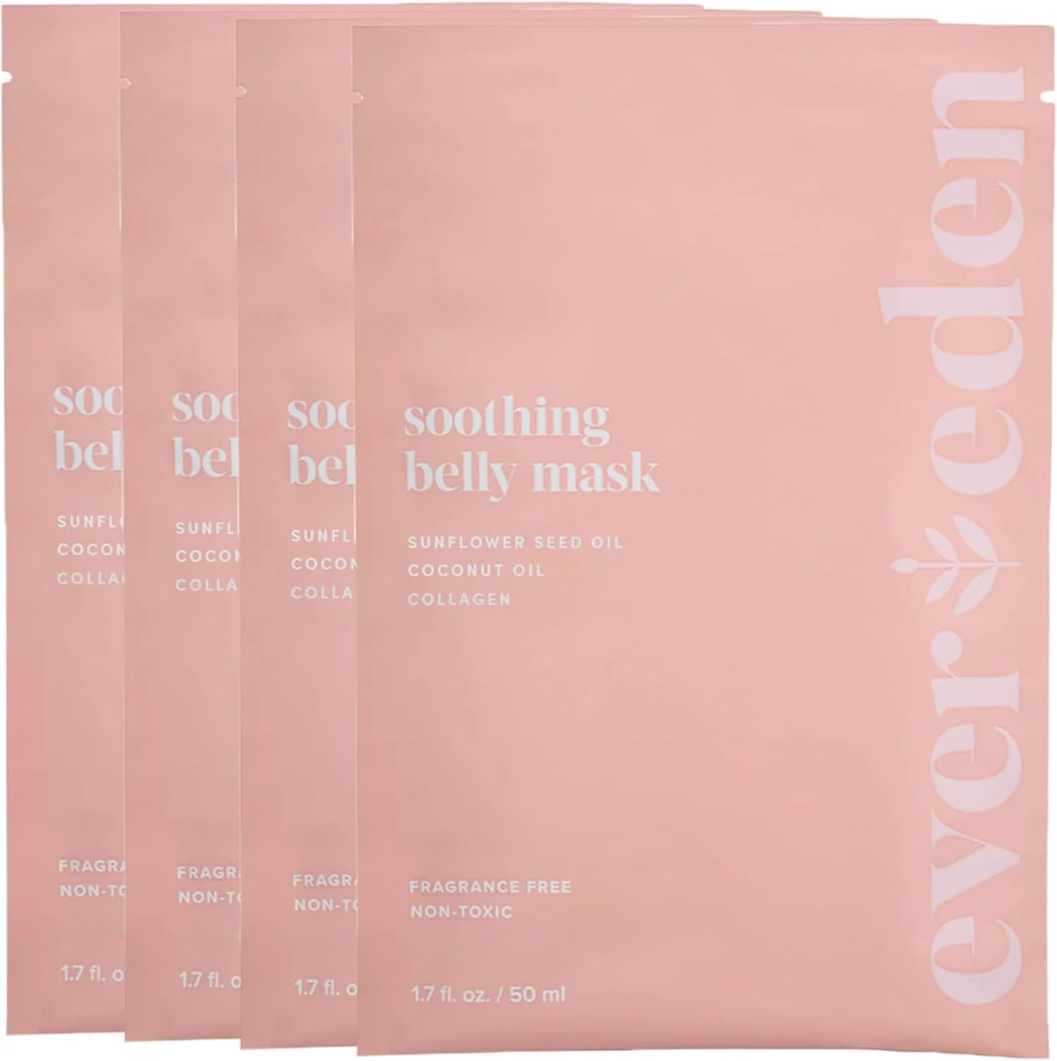 ماسک تسکین دهنده شکم Evereden - 4 عدد ماسک شکم برای زنان باردار سه ماهه دوم و سوم - ماسک های مراقبت از پوست بارداری آبرسان، مغذی و تسکین دهنده - محصولات بارداری و زایمان پاک و وگان