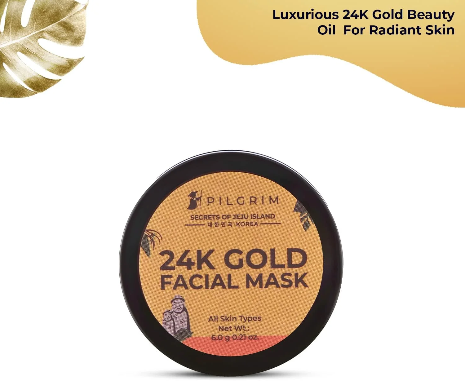 ماسک صورت طلای 24 عیار پیلگریم (مینی) برای پوست درخشان | ماسک صورت طلای 24 عیار برای پوست درخشان، آبرسانی پوست، افزایش کلاژن و احیای درخشندگی پوست | برای انواع پوست | برای آقایان و خانم ها | 6 گرم