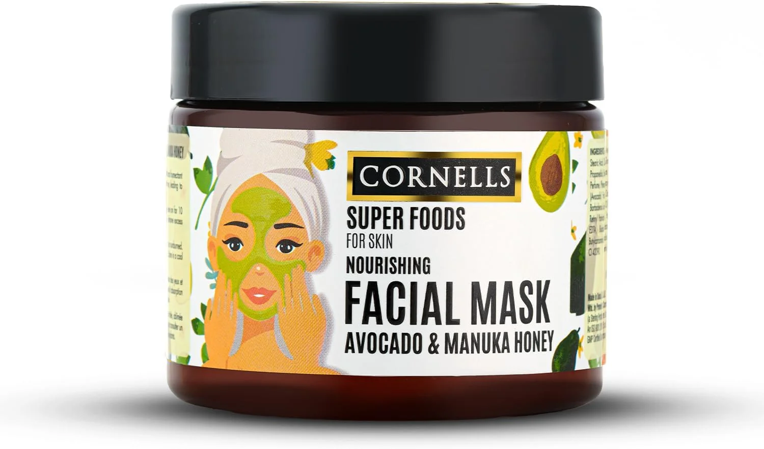 ماسک صورت آووکادو و عسل مانوکا کورنلز سوپر فودز برای تغذیه پوست | ماسک آبرسان برای پوست سالم و احیا شده، مناسب آقایان و بانوان - 400 گرم