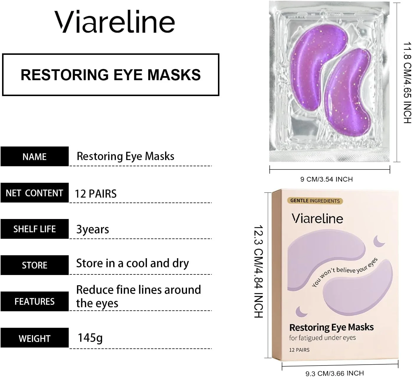 ماسک های احیا کننده زیر چشم - پدهای آبرسان چشم برای حلقه های تیره و پف کردگی، پدهای زیر چشم برای خطوط ریز، مناسب برای انواع پوست