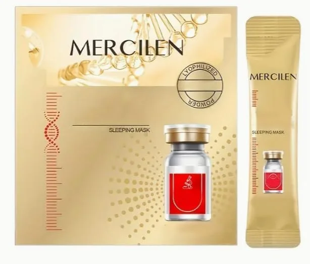 مجموعه 20 عددی ماسک خواب آبرسان Mercilen - فاقد الکل، حاوی کلاژن و اسید هیالورونیک، مناسب برای انواع پوست، جمع و جور و معطر با رایحه درخت چای | ماسک آبرسان کلاژن