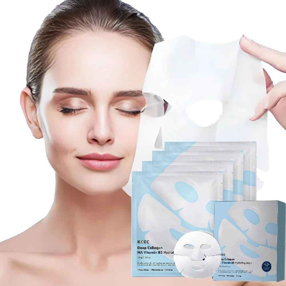 ماسک کلاژن 4 عددی، ماسک آبرسان عمیق کلاژن شبانه | کلاژن واقعی 2,160,000ppb | ماسک های هیدروژل صورت با کلاژن با وزن مولکولی کم برای خاصیت ارتجاعی و مرطوب کنندگی