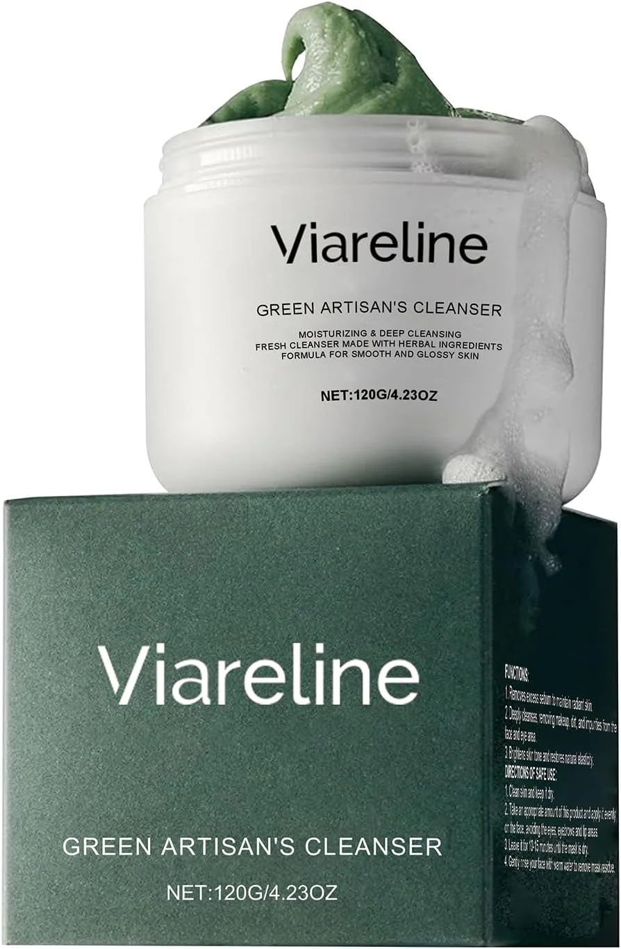 ماسک گِلی صورت برای بانوان و آقایان 丨 ماسک خاک رس صورت با بنتونیت، آب برنج و چای سبز 丨 پاکسازی عمیق، آبرسانی، مرطوب کننده، لایه برداری 丨 120 گرم