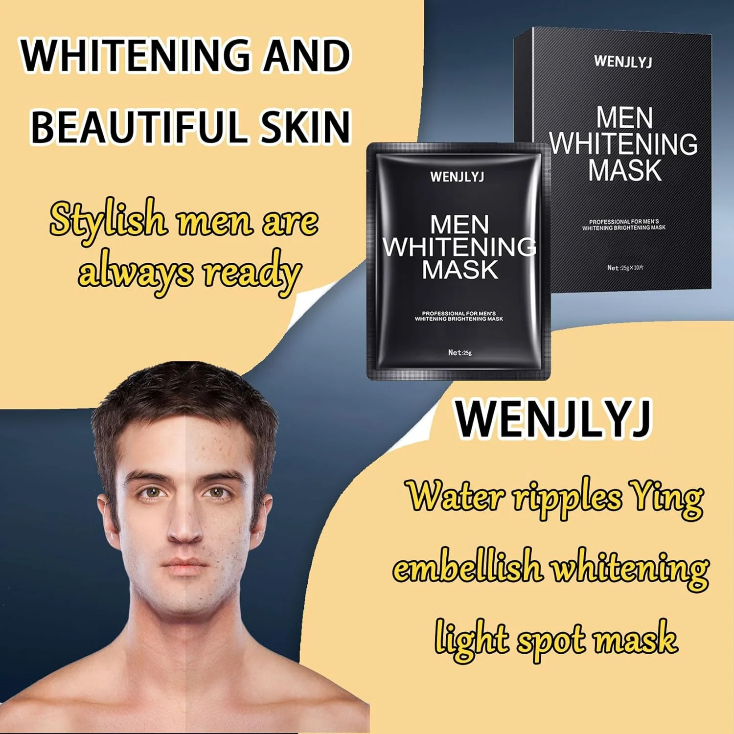 مجموعه ماسک صورت مردانه، ترکیبی از ماسک های ورقه ای آبرسان صورت برای انواع پوست، مجموعه هدیه مراقبت از پوست ماسک صورت مرطوب کننده مردانه برای او، پدر، شوهر و دوست پسر (10 عدد)