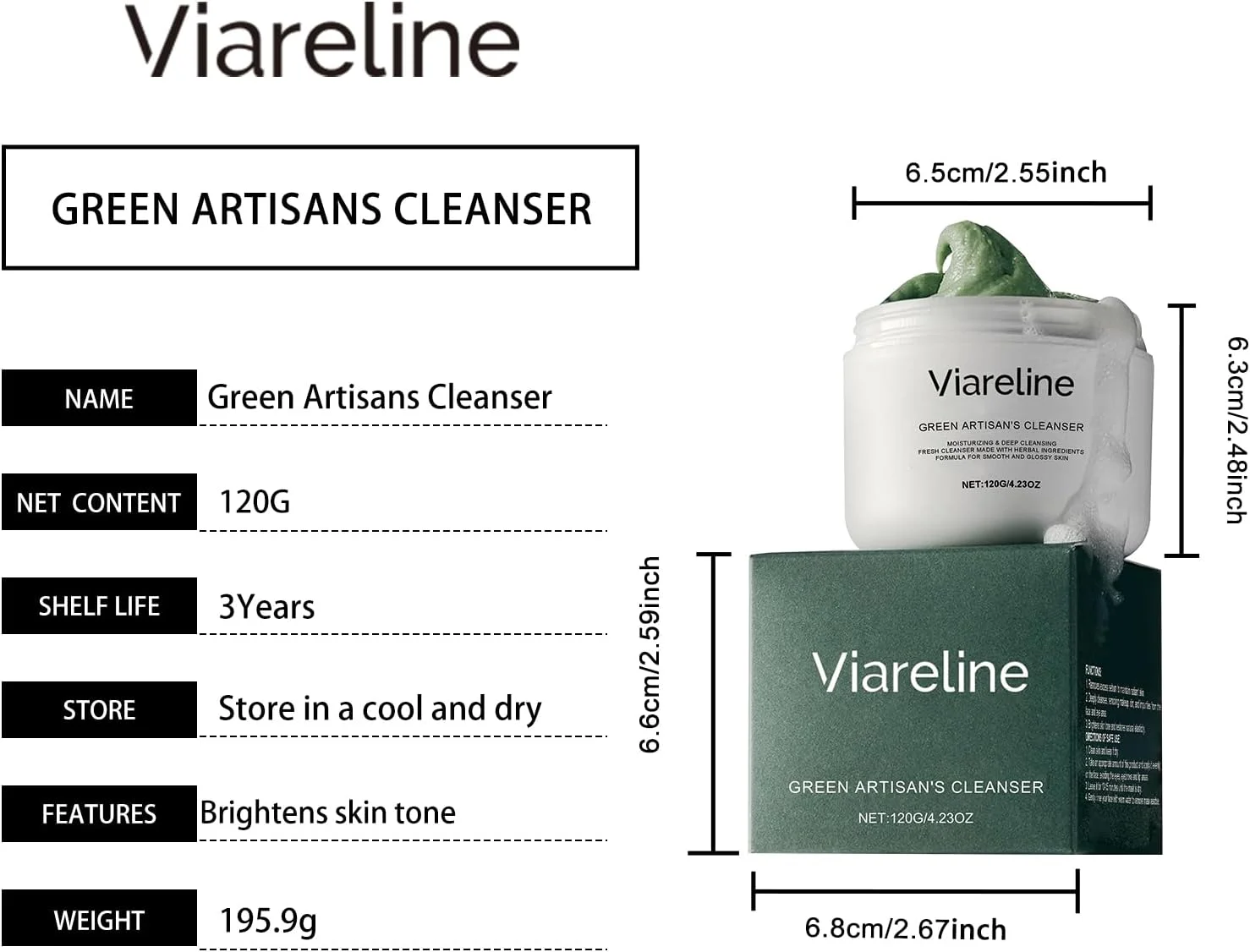 ماسک گِلی صورت برای بانوان و آقایان 丨 ماسک خاک رس صورت با بنتونیت، آب برنج و چای سبز 丨 پاکسازی عمیق، آبرسانی، مرطوب کننده، لایه برداری 丨 120 گرم