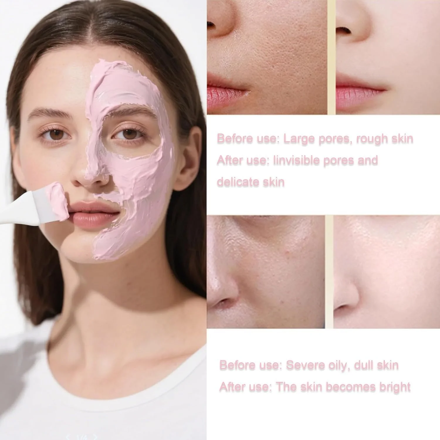 ماسک گِلی ترمیم کننده گل رز - ماسک گِلی صورت کره‌ای، پاک کننده عمیق و آبرسان منافذ برای منافذ مسدود شده و پوست خشک، ماسک تسکین دهنده و مرطوب کننده برای پوست کدر