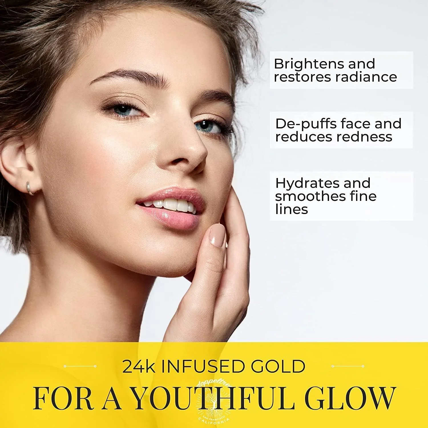 ماسک صورت طلای Doppeltree - ماسک های ورقه ای هیدروژل ممتاز برای مراقبت از پوست و زیبایی، آبرسان و ضد پیری - ماسک صورت با کلاژن، اسید هیالورونیک و طلای نانو 24 عیار - فرموله شده در سان فرانسیسکو