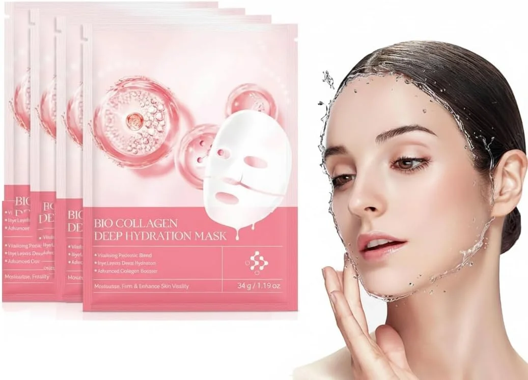 ماسک صورت کلاژن آبرسان آزونی، ماسک شب کلاژن واقعی عمیق با وزن مولکولی کم برای لیفتینگ، سفت کردن، مرطوب کردن، بهبود خاصیت ارتجاعی (4 عدد در هر جعبه)