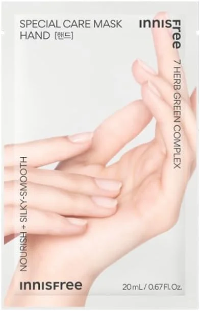ماسک دست مراقبت ویژه اینیسفری کره ای با عصاره های گیاهی آبرسان | مرطوب کننده و نرم کننده قوی برای دست های خشک و زبر | ماسک ورقه ای دستکشی برای پوست صاف و تغذیه شده، 20 میلی لیتر