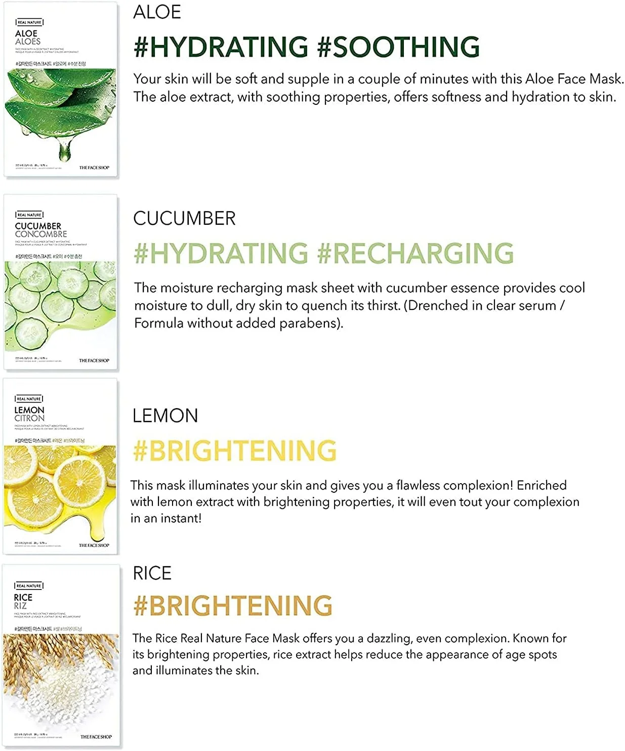 ورقه‌های ماسک صورت ریل نیچر دِ فیس شاپ (بسته 15 عددی) - مواد طبیعی برای داشتن پوستی درخشان | مراقبت از پوست کره‌ای