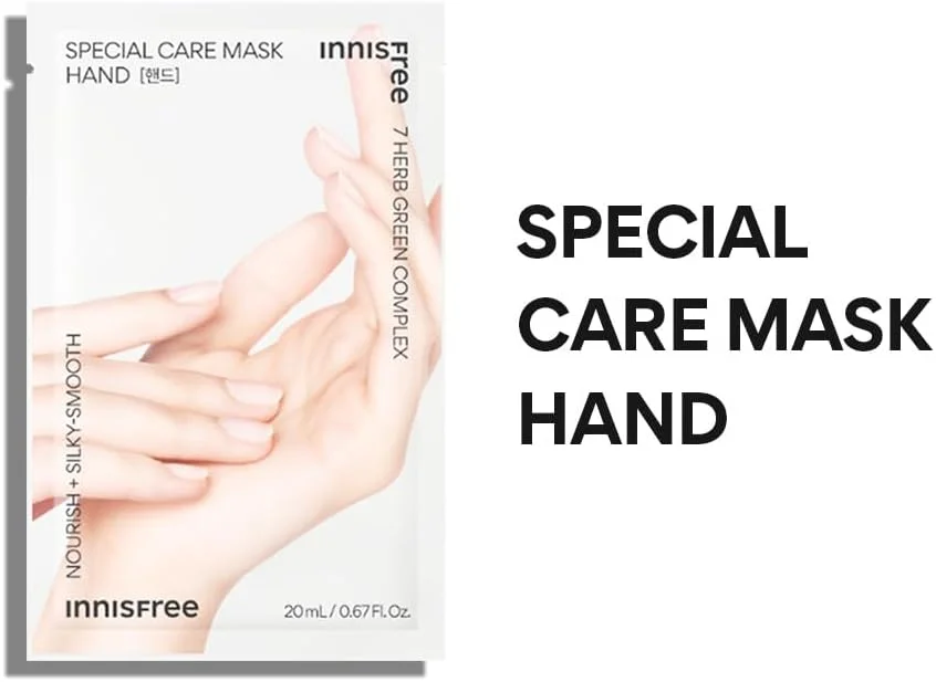 ماسک دست مراقبت ویژه اینیسفری کره ای با عصاره های گیاهی آبرسان | مرطوب کننده و نرم کننده قوی برای دست های خشک و زبر | ماسک ورقه ای دستکشی برای پوست صاف و تغذیه شده، 20 میلی لیتر