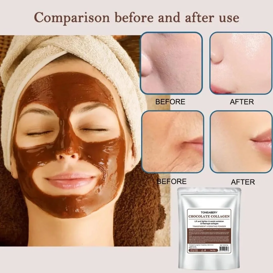 پودر ماسک صورت شکلاتی کلاژن نیکیتای ویوی برای مراقبت از پوست | ماسک صورت لایه بردار، لیفت کننده و سفت کننده، مقاوم در برابر اکسیداسیون و بازسازی کلاژن | ماسک صورت لایه بردار آبرسان و مرطوب کننده | 20 گرم