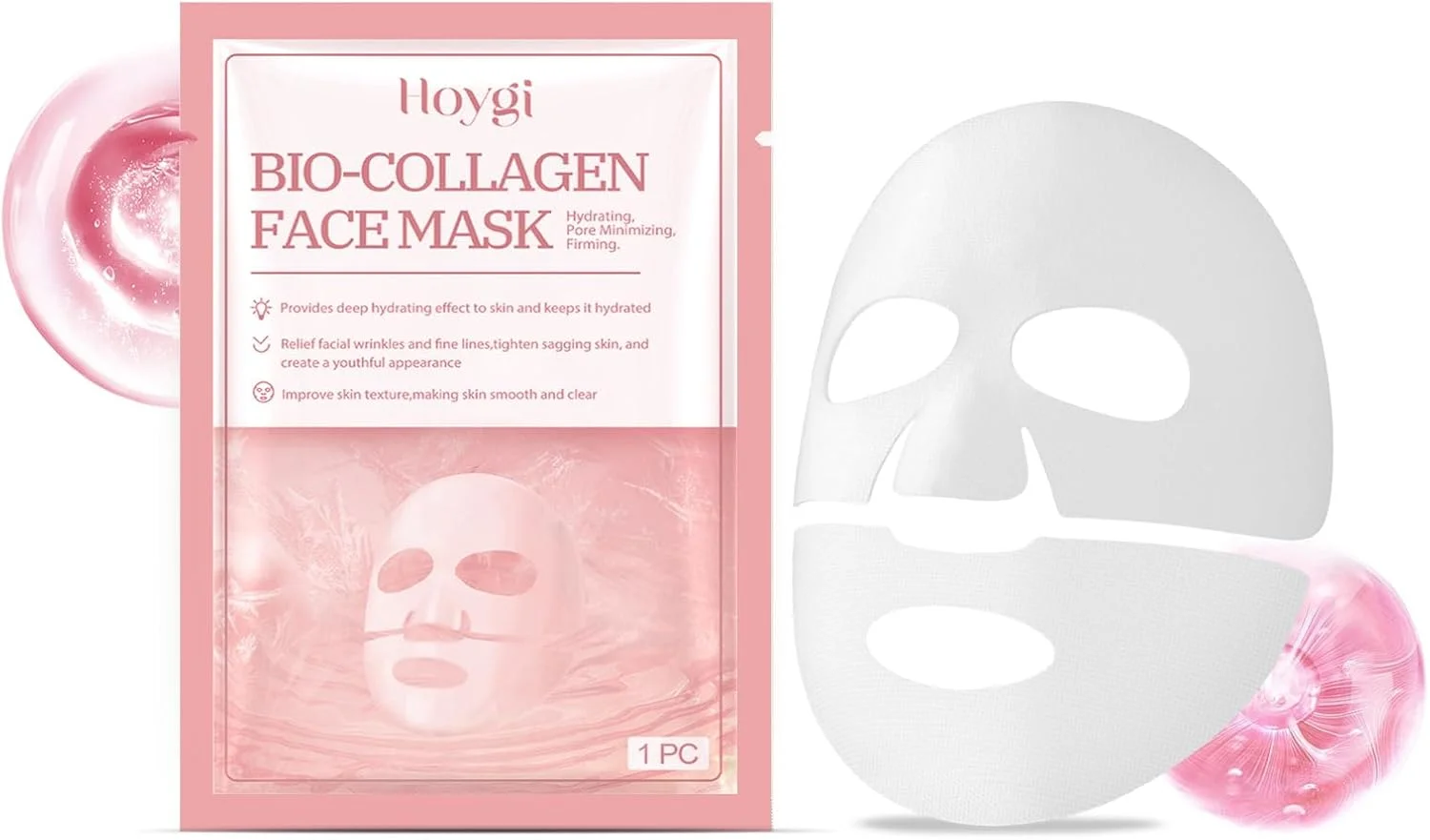 ماسک صورت کلاژن، ماسک شبانه بیو، ماسک ورقه ای آبرسان برای روشن شدن پوست، خاصیت ارتجاعی و تغذیه عمیق پوست، 3 عدد برای درخشش جوانی