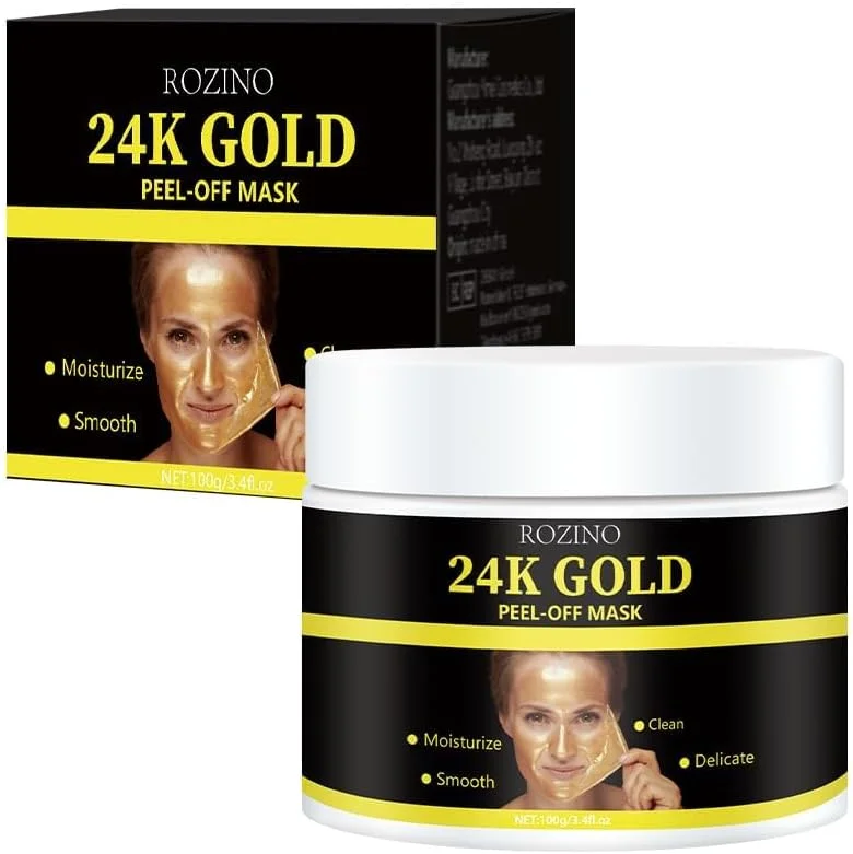 ماسک صورت ورقه ای طلا 24 عیار، ماسک آبرسان ضد چروک و ضد پیری، پاک کننده عمیق، از بین برنده جوش های سرسیاه، لیفت چانه و درمان لایه برداری برای پوستی سفت تر و صاف تر
