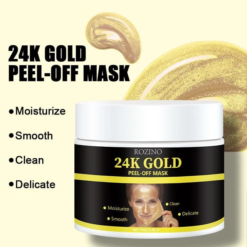 ماسک صورت ورقه ای طلا 24 عیار، ماسک آبرسان ضد چروک و ضد پیری، پاک کننده عمیق، از بین برنده جوش های سرسیاه، لیفت چانه و درمان لایه برداری برای پوستی سفت تر و صاف تر