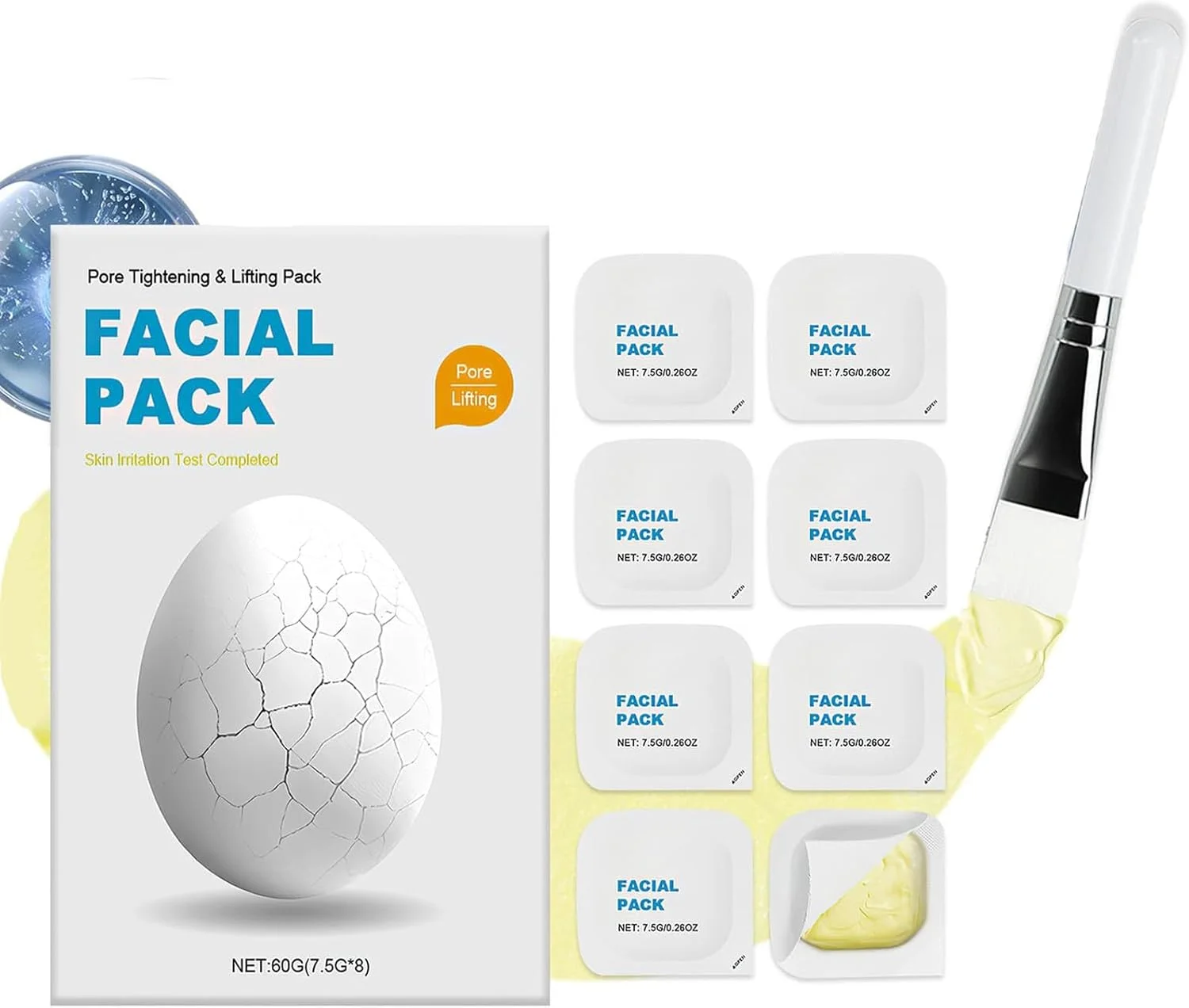 ماسک صورت 8 عددی، ماسک خاک رسی پاک کننده عمیق، ماسک آبرسان صورت برای ترمیم پوست صاف، سفت کننده منافذ و لیفتینگ، ماسک شستشوی سفت کننده پوست کره‌ای برای انواع پوست
