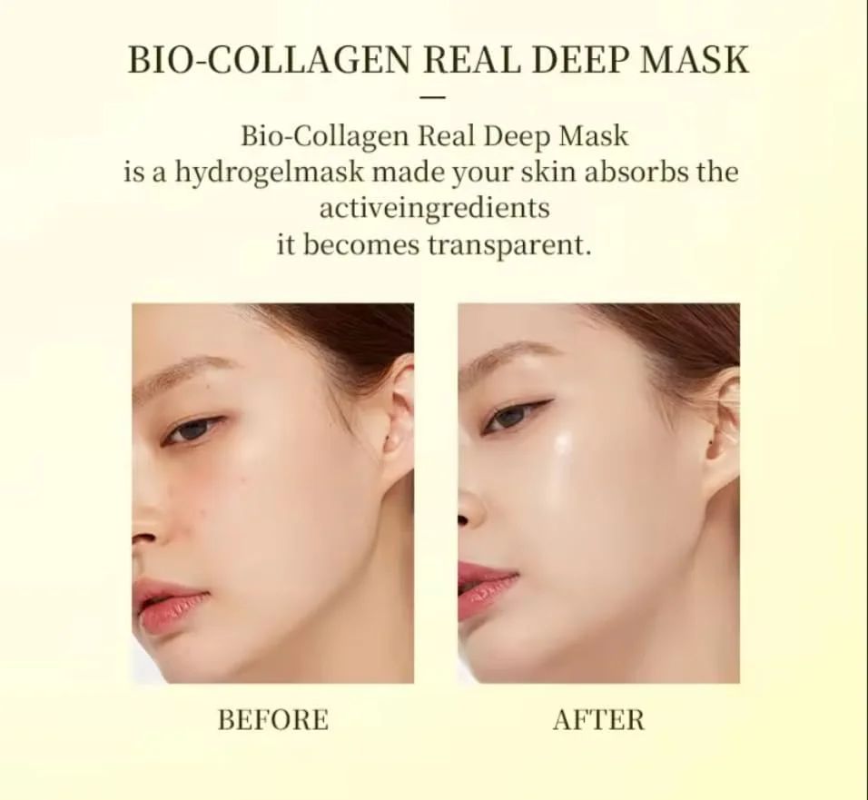 ماسک آبرسان عمیق بایو کلاژن، بسته 4 عددی، ماسک ورقه ای کلاژن برای الاستیسیته، کاهش منافذ و استحکام پوست، ضد پیری، آبرسانی و لیفت فوری