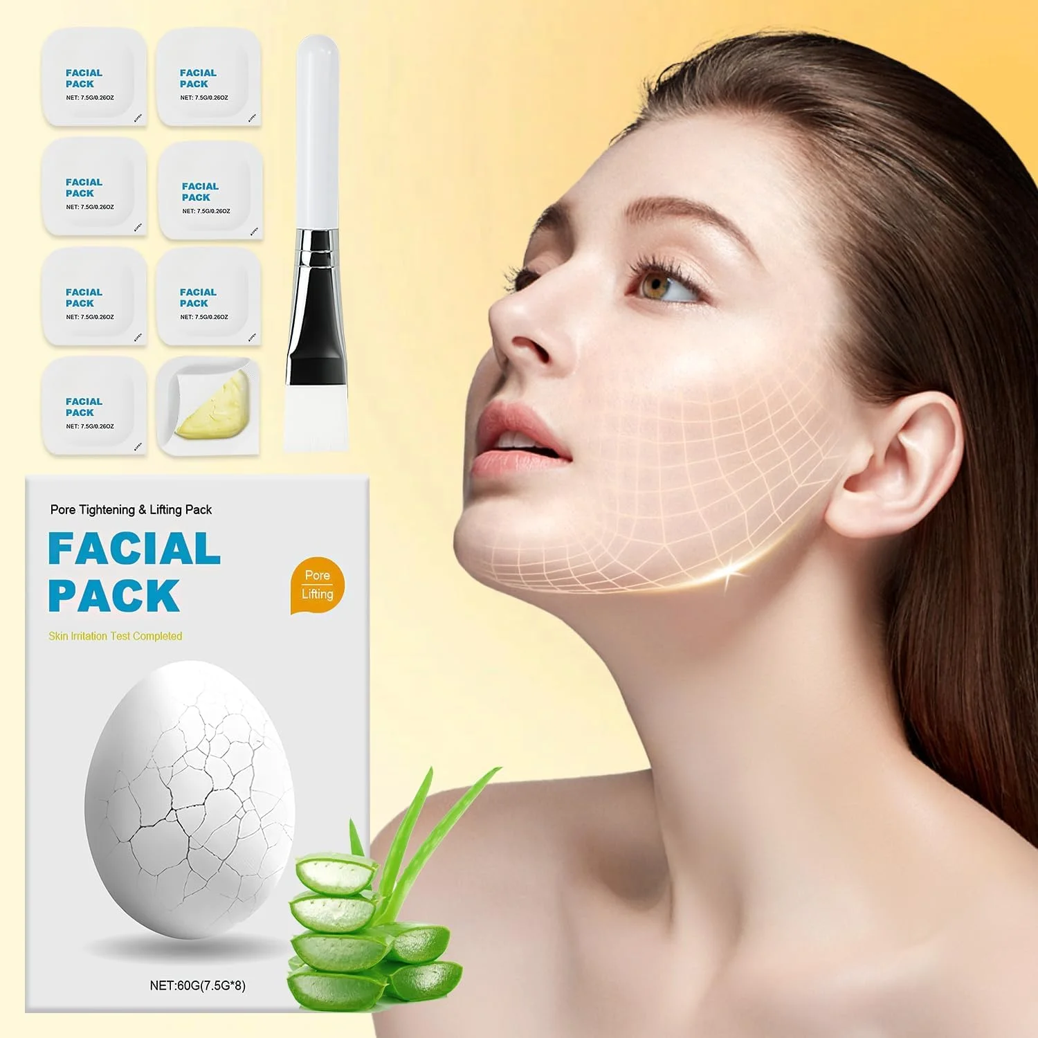 ماسک صورت 8 عددی، ماسک خاک رسی پاک کننده عمیق، ماسک آبرسان صورت برای ترمیم پوست صاف، سفت کننده منافذ و لیفتینگ، ماسک شستشوی سفت کننده پوست کره‌ای برای انواع پوست