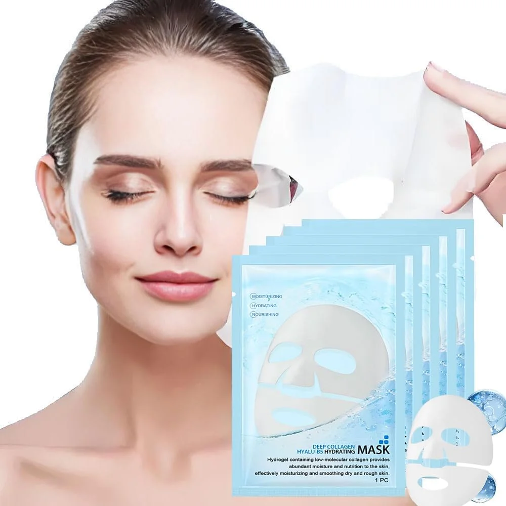 ماسک های هیدروژل کلاژن، ماسک شب کلاژن عمیق، ماسک آبرسان صورت برای صاف کردن پوست خشک، روشن کننده رنگ پوست، پوست الاستیک، ماسک صورت بهبود خاصیت ارتجاعی پوست (4 عدد در 1 جعبه)