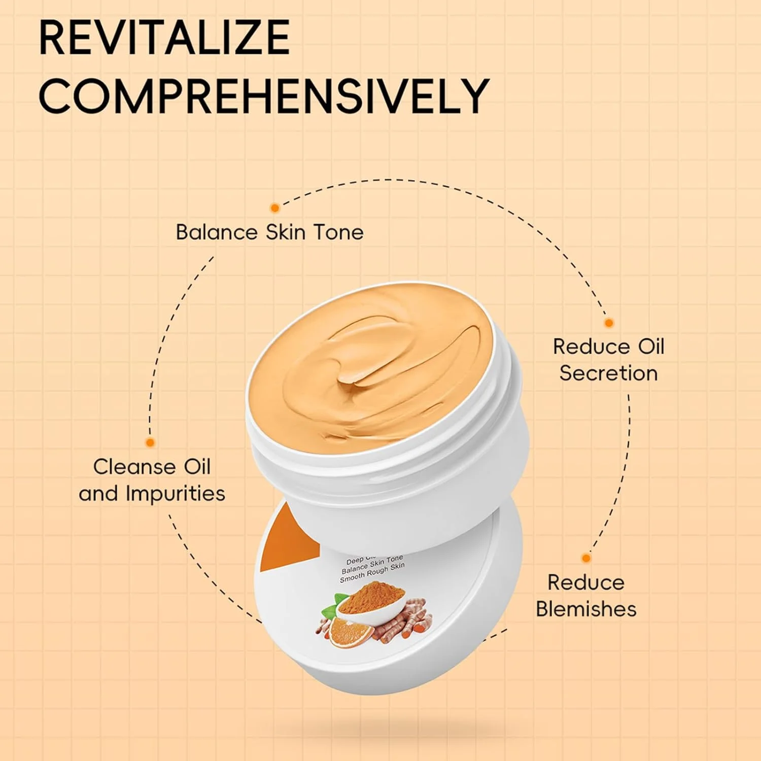 ماسک خاک رس زردچوبه و ویتامین C، ماسک صورت مراقبت از پوست برای کنترل چربی، پاکسازی عمیق، مرطوب کننده و بهبود رنگ ناهموار پوست
