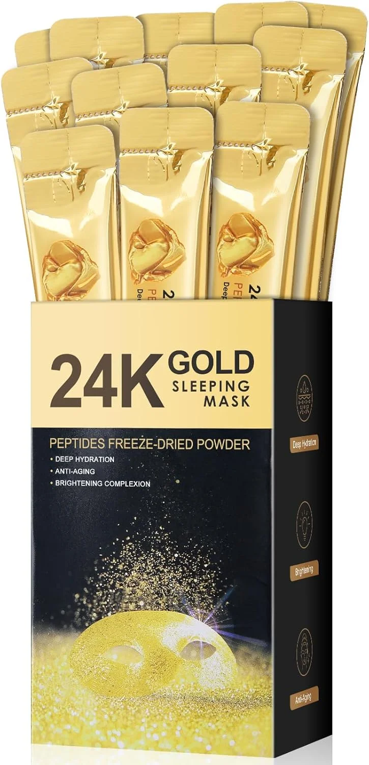ماسک خواب شبانه طلای 24 عیار، درمان شبانه ضد پیری، ماسک آبرسان صورت، 20 عدد