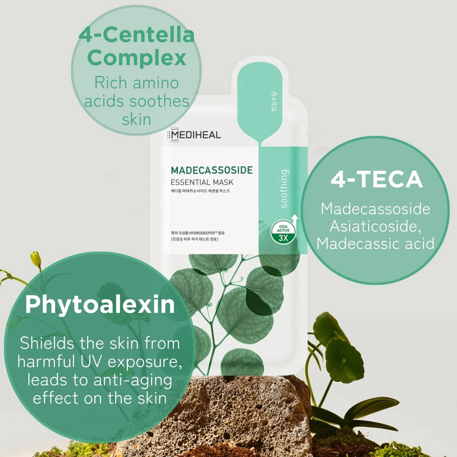 بهترین ماسک ورقه‌ای کره‌ای مدی‌هیل | ماسک صورت اسنشیال مادکاسوساید | برای پوست‌های حساس، مستعد لک، آبرسان، مرطوب‌کننده، آرام‌بخش و تسکین‌دهنده | مناسب انواع پوست | 10 عدد