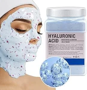 پودر ماسک ژله ای VIYA برای مراقبت از پوست صورت، ماسک های صورت ژل طبیعی، ماسک ژله ای حرفه ای، مرطوب کننده، روشن کننده و آبرسان، پودر ماسک برای چین و چروک و آکنه 650 گرم (اسید هیالورونیک)