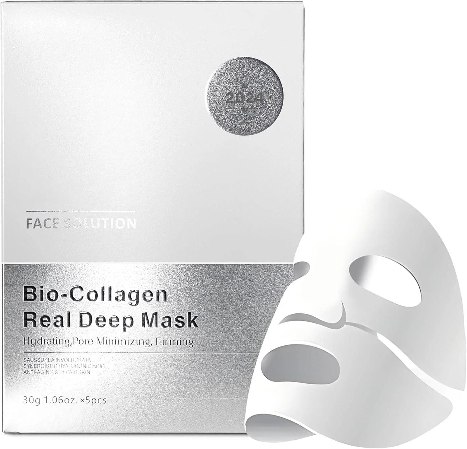 ماسک صورت بایو کلاژن واقعی دیپ، ماسک هیدروژل کلاژن آبرسان شبانه برای ضد پیری، کوچک کننده منافذ، سفت کننده، جذب کننده عمقی آلودگی های داخل صورت، 5 عددی