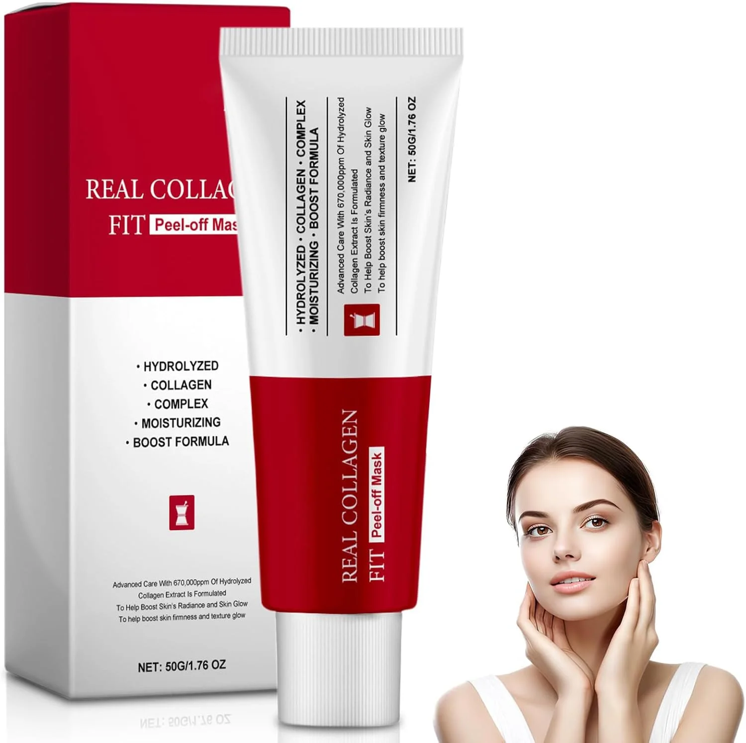 ماسک کلاژن واقعی، ماسک شبانه کلاژن، ماسک صورت لایه بردار شبانه برای الاستیسیته، آبرسانی، درخشندگی، پوست شیشه ای کره ای، 50 گرم