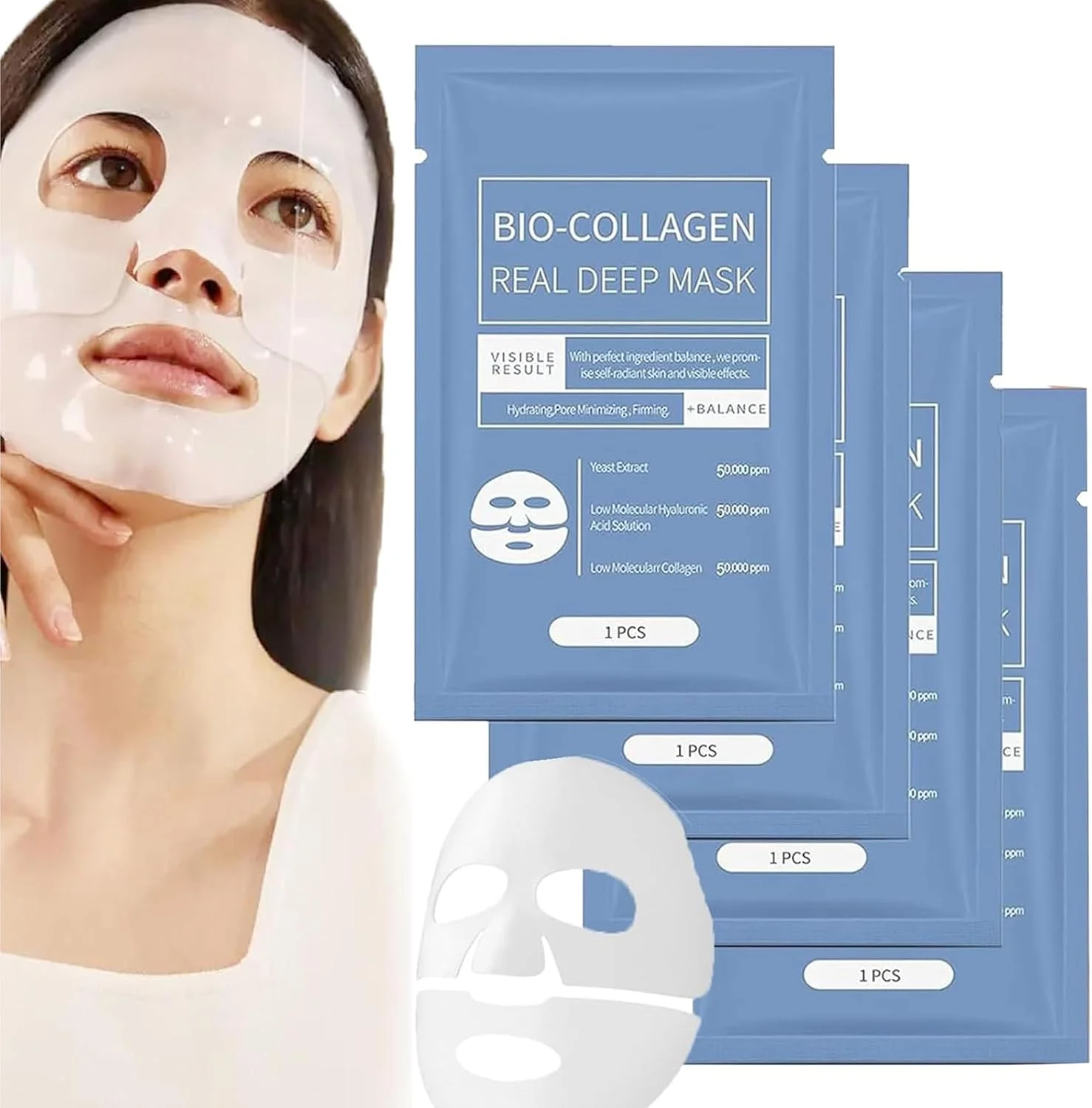 ماسک کلاژن درخشان کننده پوست Skaind، ماسک بایو کلاژن، ماسک هیدروژل آبرسان شبانه، ماسک هیدروژل سفت کننده و آبرسان عمقی پوست کره ای، ماسک عمقی بایو کلاژن (8 عددی)