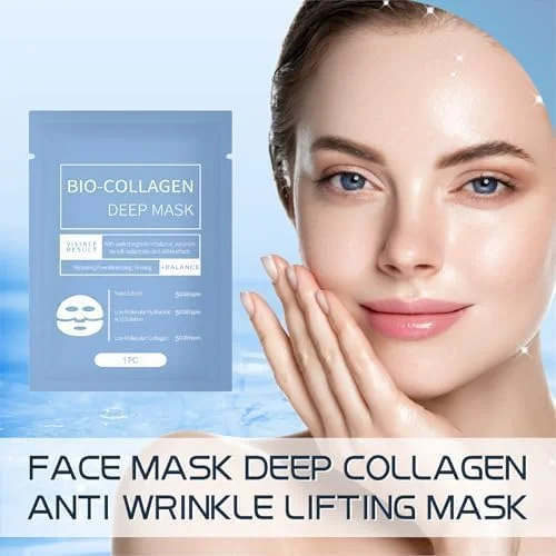 ماسک کلاژن درخشان کننده پوست Skaind، ماسک بایو کلاژن، ماسک هیدروژل آبرسان شبانه، ماسک هیدروژل سفت کننده و آبرسان عمقی پوست کره ای، ماسک عمقی بایو کلاژن (8 عددی)