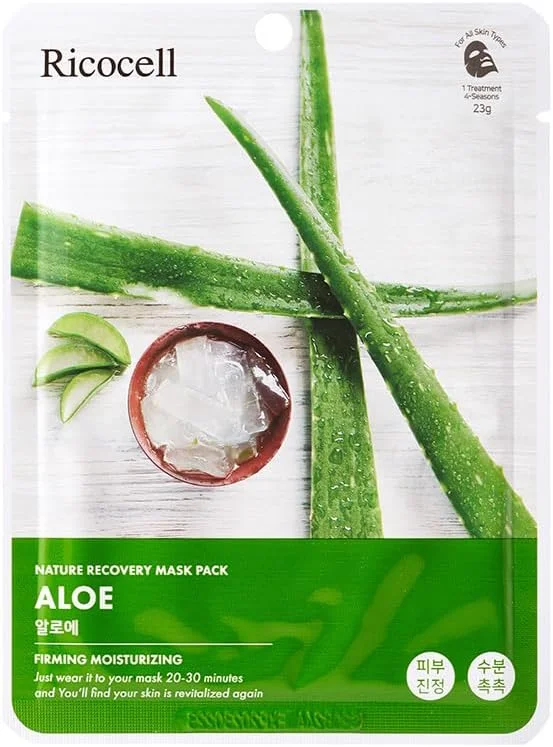 10 عدد ماسک صورت کلاژن دار کره ای - ماسک صورت آبرسان و تسکین دهنده حاوی پانتنول - ماسک ورقه ای مراقبت از خود ضد حساسیت برای انواع پوست - ماسک درمانی طبیعی (آلوئه ورا)