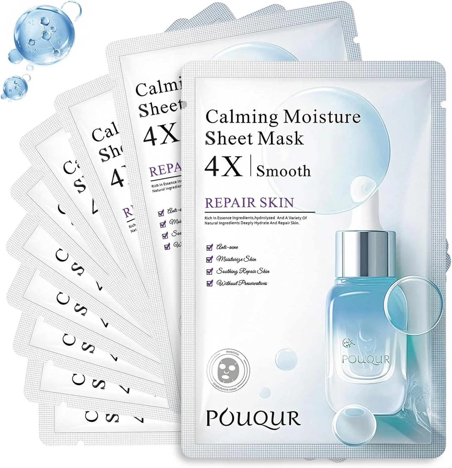 ۱۰ عدد ماسک صورت کره‌ای، ماسک کلاژن با اسید سالیسیلیک، ماسک ورقه‌ای صورت آبرسان و مرطوب کننده عمیق، تسکین دهنده و ترمیم کننده پوست برای پوستی شفاف و درخشان