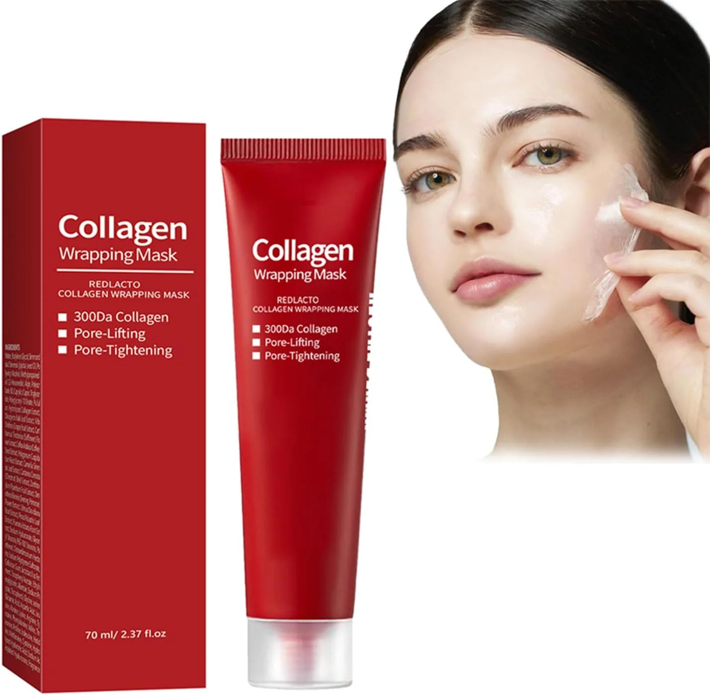 ماسک پوششی کلاژن لاکتو قرمز، ماسک لایه بردار کلاژن برای پوست درخشان، کشسانی و آبرسانی پوست، ماسک شبانه پوست شیشه ای کره ای برای لیفت و کوچک کردن منافذ، 70 میلی لیتر