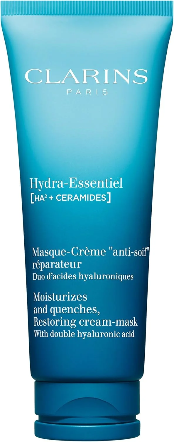 ماسک صورت آبرسان کلارنس Hydra-Essentiel | ماسک آبرسان صورت | پوستی شاداب تر + آبرسانی 24 ساعته* | احیا کننده درخشندگی | دوز دو برابر اسید هیالورونیک | صاف کننده پوست | مناسب انواع پوست | 75 میلی لیتر
