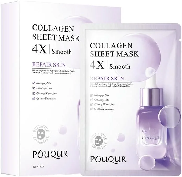 ماسک صورت کلاژن بسته 10 عددی، آبرسان و ضد پیری، برای خانم ها و آقایان