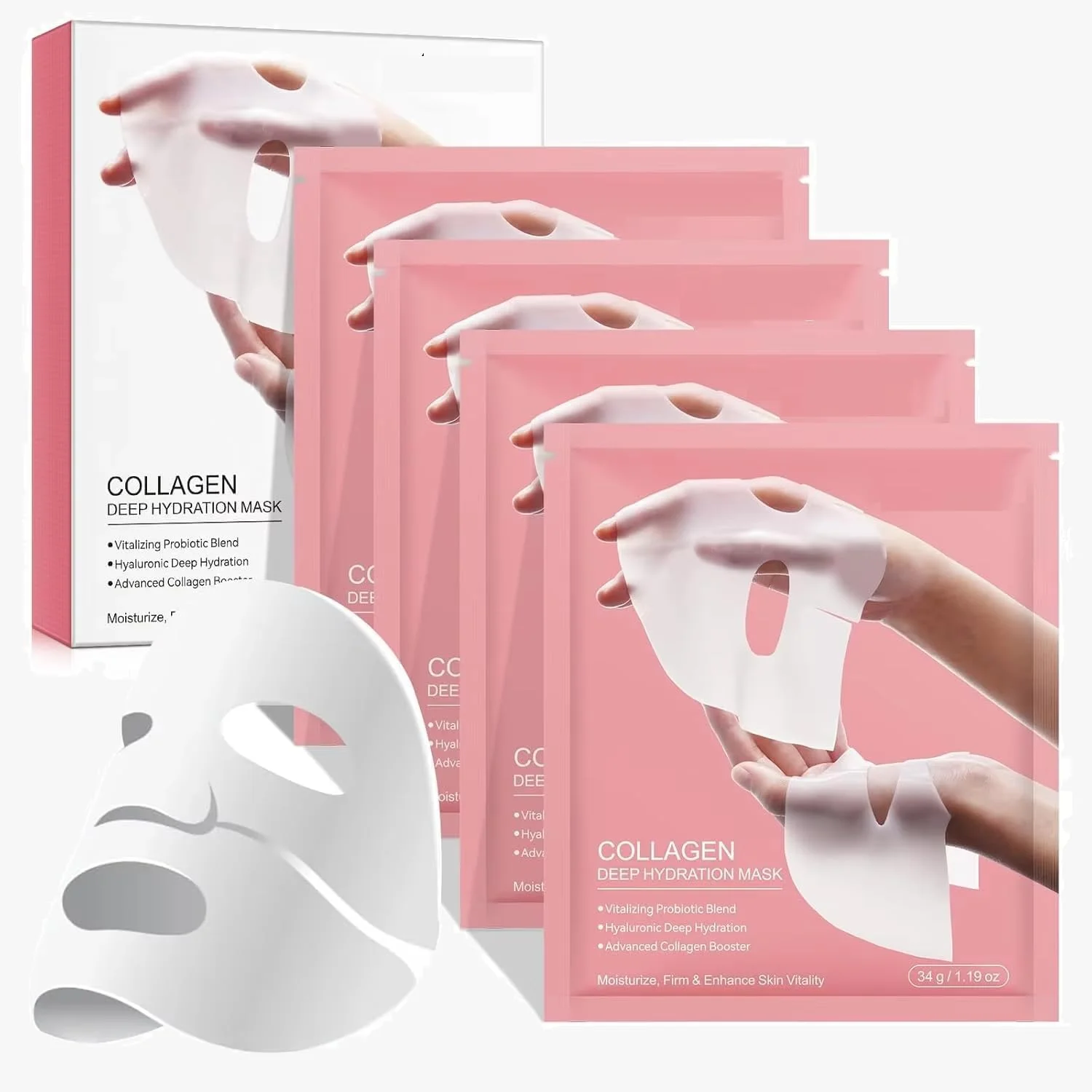 ماسک عمیق بایو کلاژن ویبلِفت، ماسک صورت بایو کلاژن، ست شبانه، ضد پیری، ماسک آبرسان، ماسک صورت مرطوب کننده، سفت کننده پوست، بسته 1 عددی (4 ورقه)