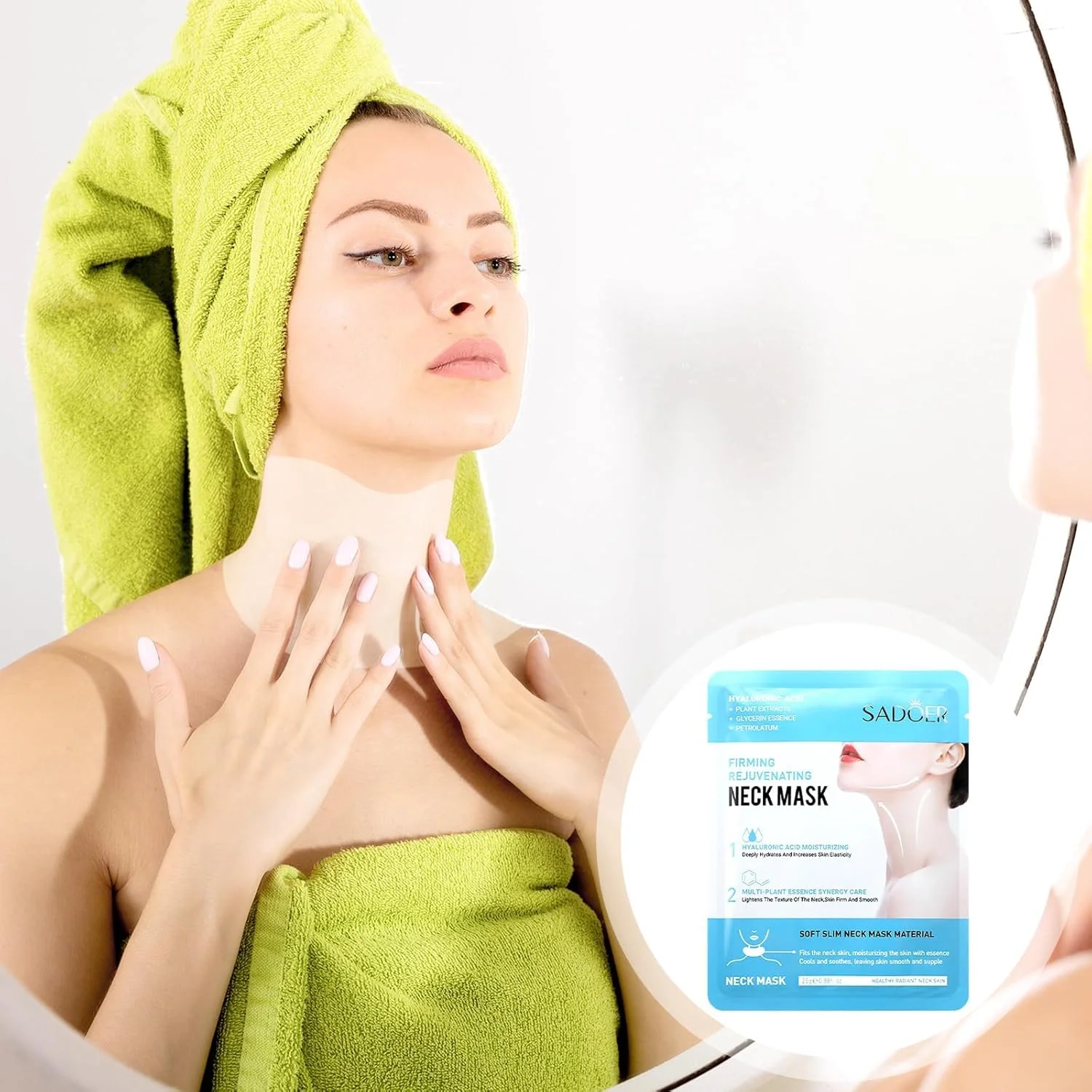 ۱۲ عدد پد ضد چروک گردن، ماسک آبرسان گردن، پدهای مرطوب کننده خط خنده برای مراقبت از پوست