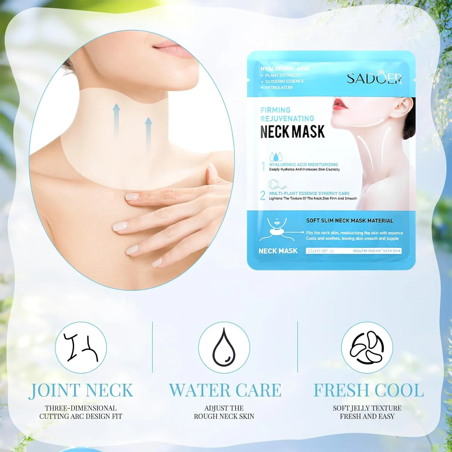 ۱۲ عدد پد ضد چروک گردن، ماسک آبرسان گردن، پدهای مرطوب کننده خط خنده برای مراقبت از پوست