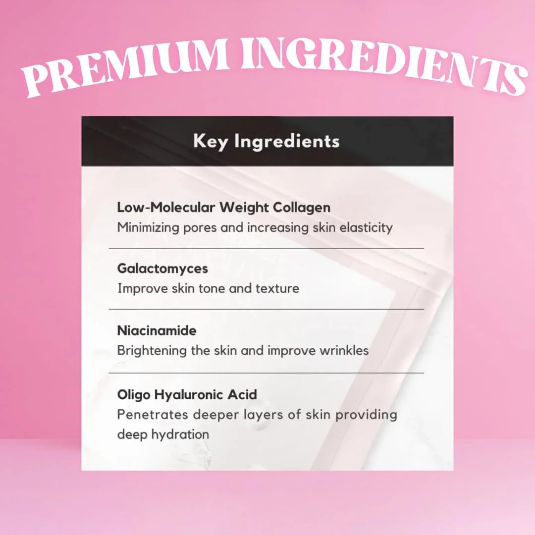 ماسک کلاژن عمیق شبانه - ماسک خواب پوست شیشه ای - ماسک صورت کلاژن زیستی + الیگو-هیالورونیک اسید آبرسان عمیق - مراقبت از پوست برای انواع پوست، بسته 4 عددی