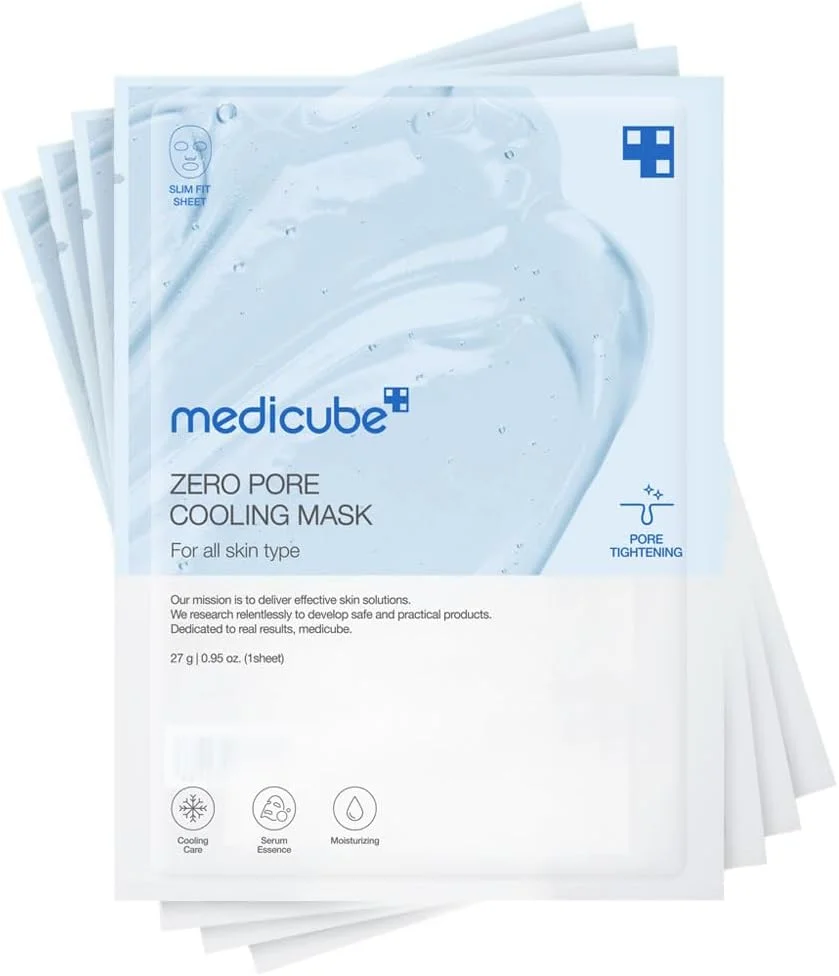 ماسک خنک کننده منافذ باز Medicube Zero | سفت کننده منافذ و کنترل چربی | نیاسینامید، آدنوزین و مراقبت چهارگانه منافذ | ماسک ورقه ای خنک کننده بدون الکل | آبرسان و تسکین دهنده | مراقبت از پوست K-Beauty | فقط 4 بسته