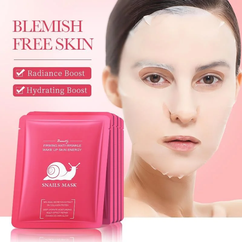 ماسک ورقه‌ای موسین حلزون، درمان صورت، بسته 10 عددی، ترمیم کننده و آبرسان