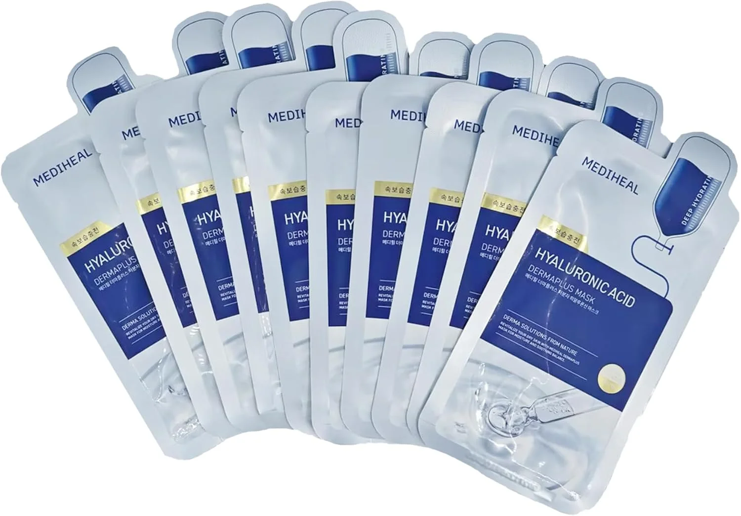 ماسک هیالورونیک اسید با وزن مولکولی کم مدیهیل درماپلاس | 10 عدد | حاوی فاکتور آبرسانی عمیق | مناسب برای پوست حساس
