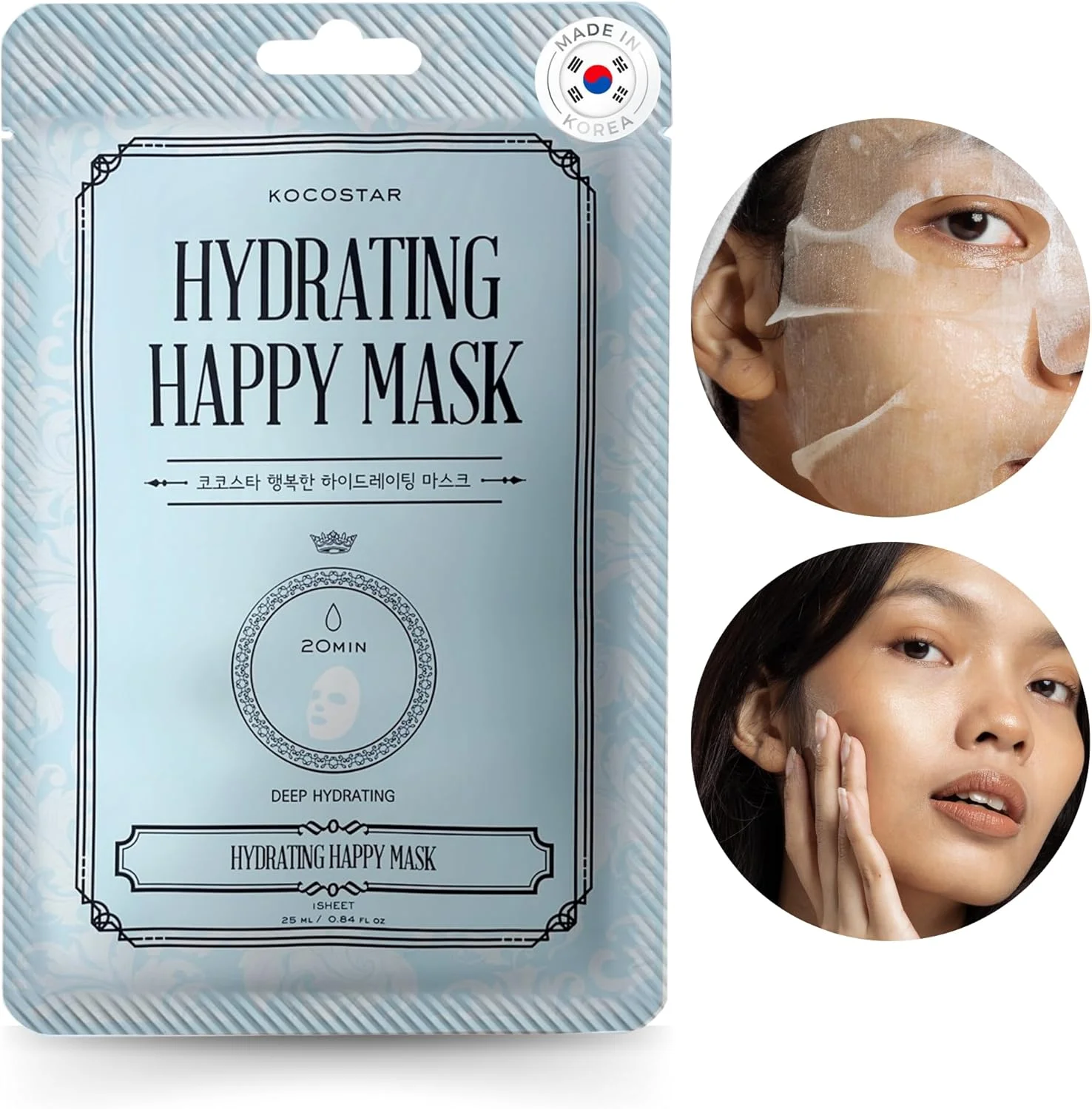 ماسک صورت برگه ای آبرسان کوکواستار | ماسک صورت 20 دقیقه ای برای آبرسانی و رطوبت رسانی عمیق | بسته 1 عددی، 23 میلی لیتر