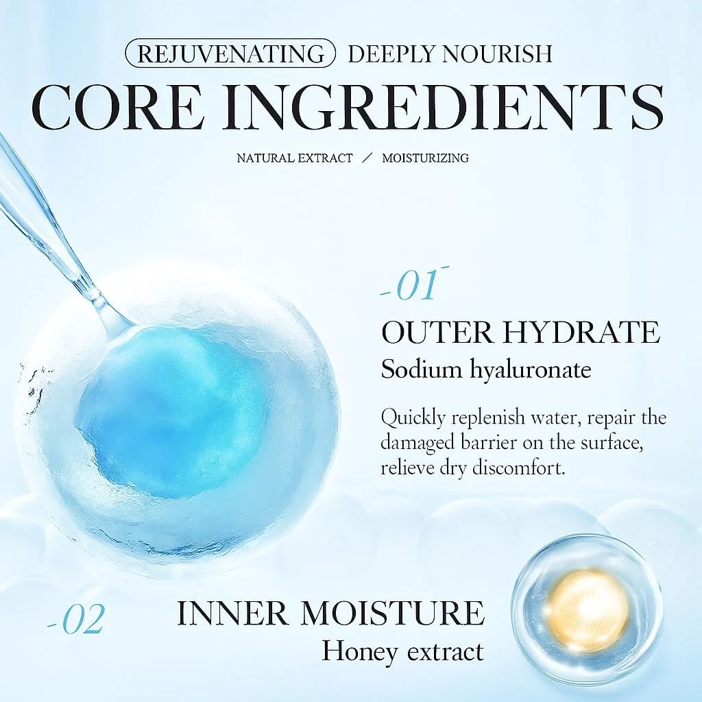 تقویت فوری آبرسانی پوست شیشه ای، مجموعه ماسک ورقه ای صورت حاوی اسید هیالورونیک، فرمول طبیعی برای ترمیم اضطراری پوست و رطوبت رسانی عمیق (2 عدد)