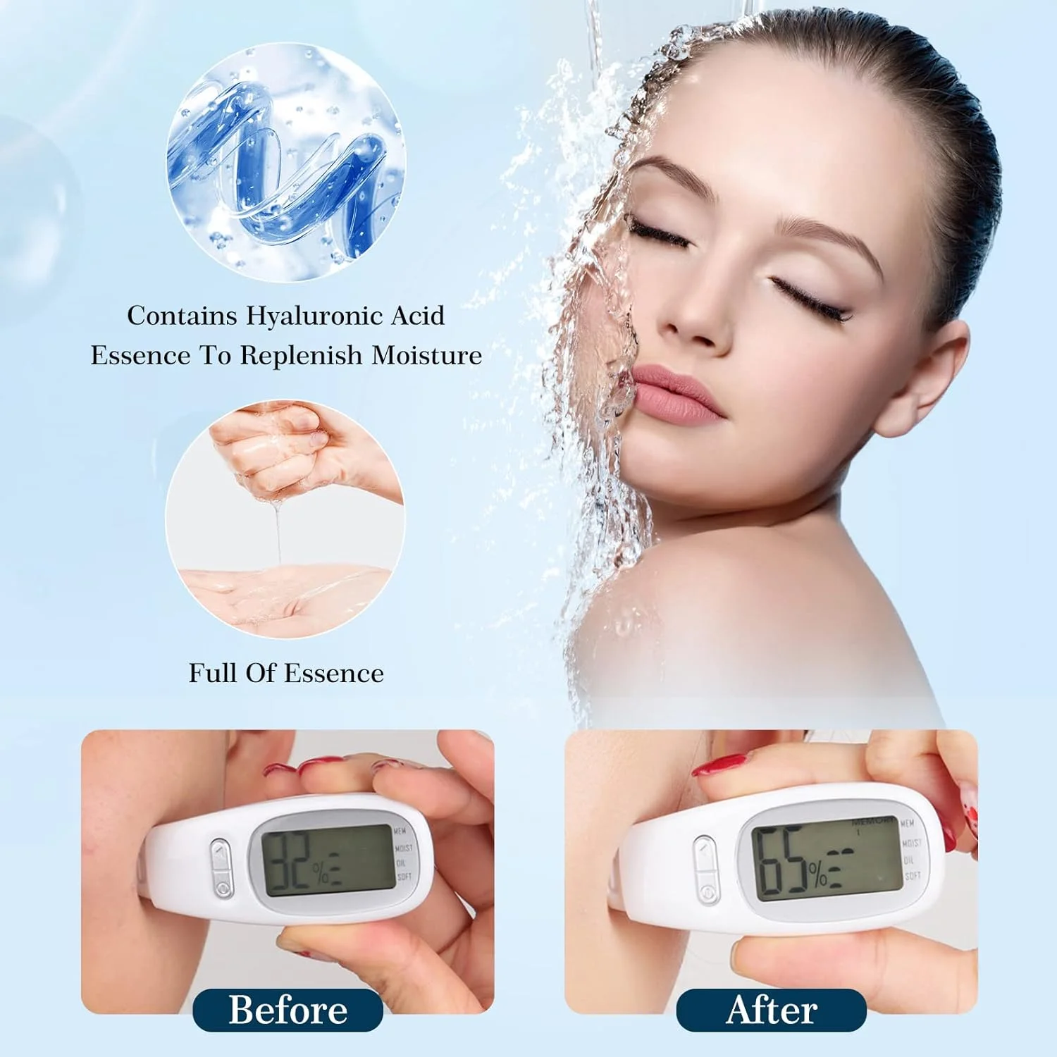 ماسک صورت، ماسک های ورقه ای آبرسان مراقبت از پوست، ورقه های اسید هیالورونیک، بسته ماسک مرطوب کننده عمیق، ماسک صورت ضد پیری برای زنان، ماسک صورت مراقبت از پوست، زیبایی - صاف کننده و جوان کننده، 10 ورقه