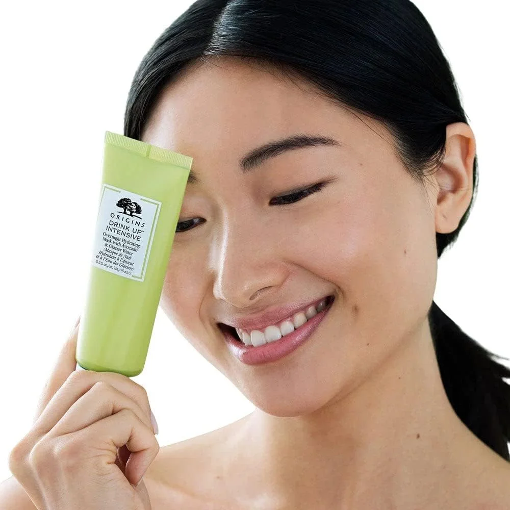 ماسک آبرسان قوی شبانه اوریجینز درینک آپ اینتنسیو با آووکادو و آب یخچال های طبیعی سوئیس، سایز کامل 75 میلی لیتر