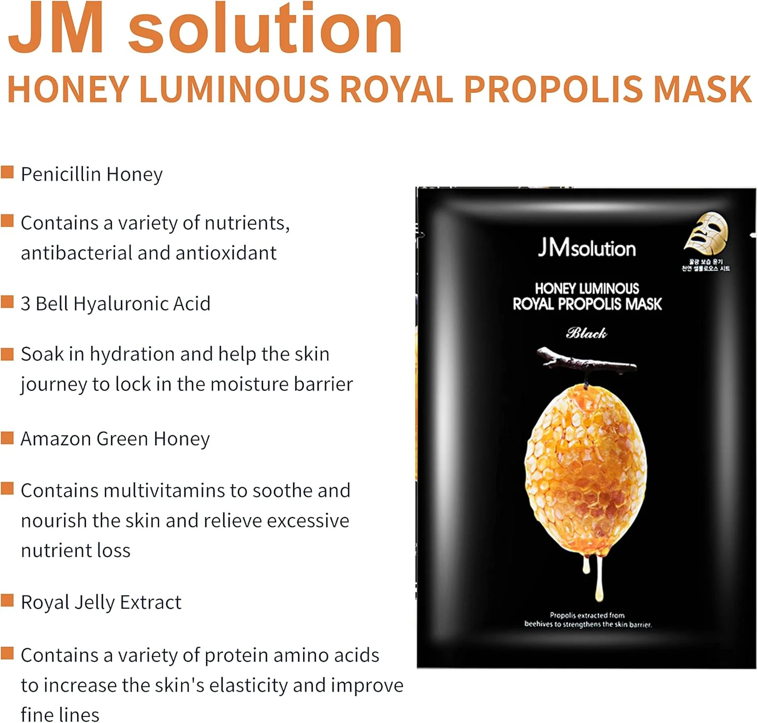 JMsolution JM ماسک صورت [بسته 10 عددی] ماسک های صورت کلاژن آبرسان - کوچک کننده منافذ - ورقه های جدا شدنی - مراقبت از پوست کره ای - بسته ورقه ای مرطوب کننده