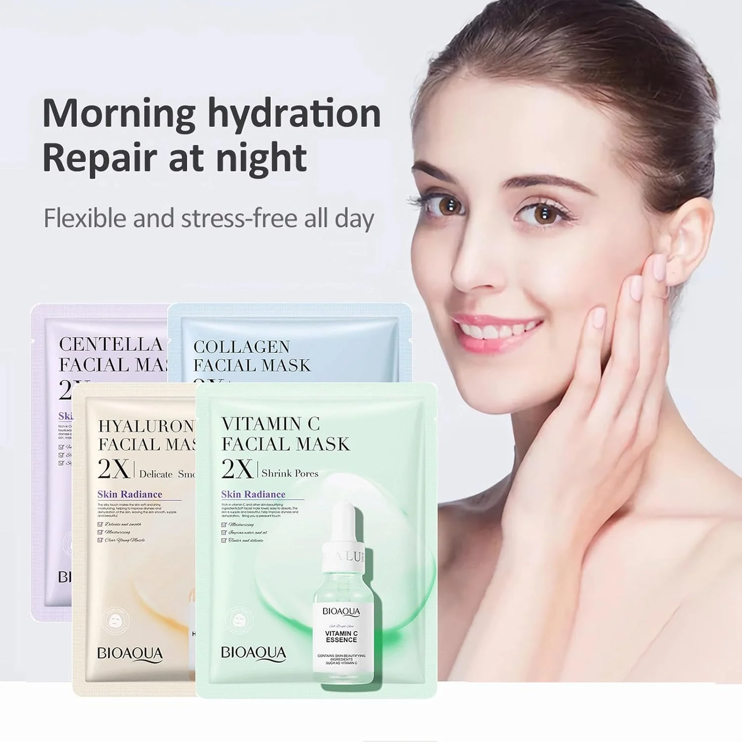 مجموعه ماسک صورت ورقه ای آبرسان جورون اسنس، ماسک های برگی کره ای، مرطوب کننده، ضد پیری، روشن کننده رنگ پوست، ماسک صورت وگان، مراقبت از پوست برای انواع پوست، بسته 12 عددی